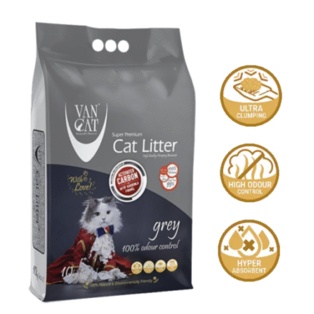 VanCat Grey- Litière agglomérante avec charbon actif (non parfumée) 10 L