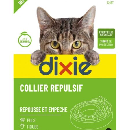 DIXIE Collier répulsif pour chat – 3MOIS DE PROTECTION – (NOIR)