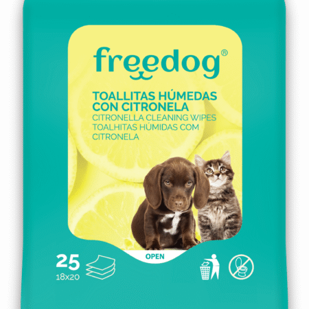 Freedog Lingettes humides de poche à la citronnelle pour chiens et chats