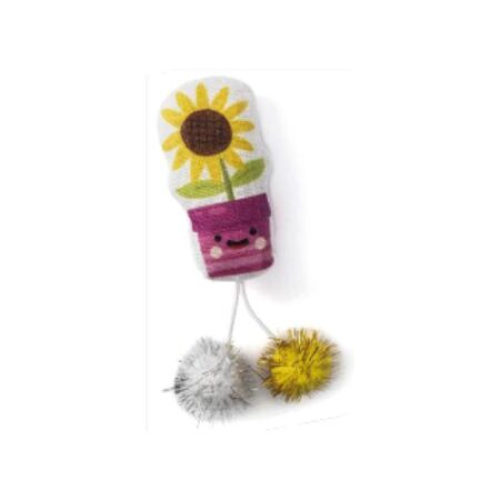 Tournesol mexicain en tissu avec herbe à chat et pom-pom 17x4 cm