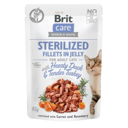 Brit Care Cat Sterilized Fillets inJelly w/Hearty Duck&Tender Turkey 85 g