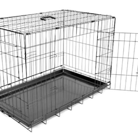 CAGE POUR CHIEN PLIANTE EN FER M- 2 PORTES