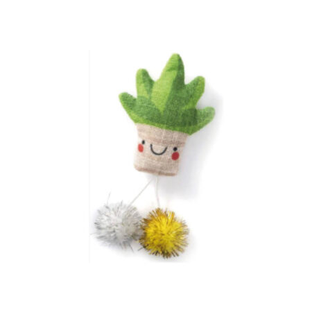Aloe vera mexicain en tissu avec herbe à chat et pom-pom 16x7 cm