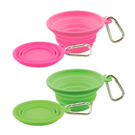Gamelle de voyage en silicone Freedog rose 400 ml
