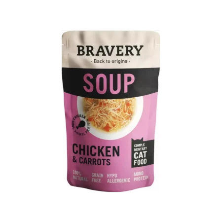 Soupe pour chat, Soupes Bravery, poulet et carotte 40g