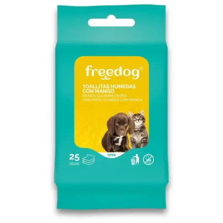 Freedog Lingettes humides mangue pour chiens et chats 25unites
